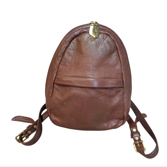 Libaire Mini Brown Leather Backpack MADE IN USA Quiet Luxury Old Money Classic - Picture 1 of 6